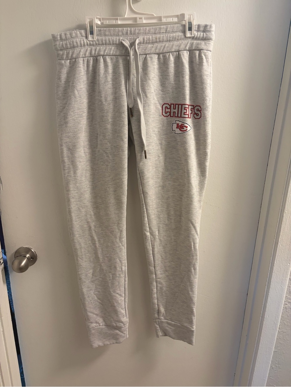 NFL Gray Chiefs Jogger Sweatpants with Red Logo